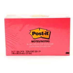 3M 655-5PK POST-IT NEON COLOURS 5 PADS