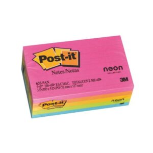 3M 635-5AN POST-IT ULTRA COLOURS LINED 5PA