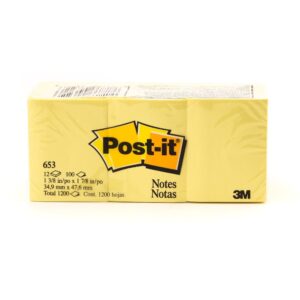 3M 653 POST-IT NOTES,1.5″ X 2″, 12 PADS PER PACK