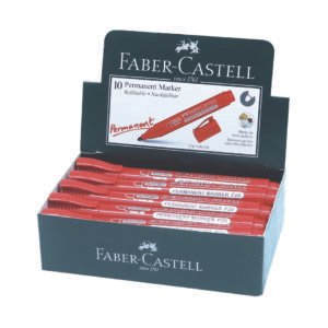 Faber-Castell Permanent Marker Bullet Box Of 10PC Red
