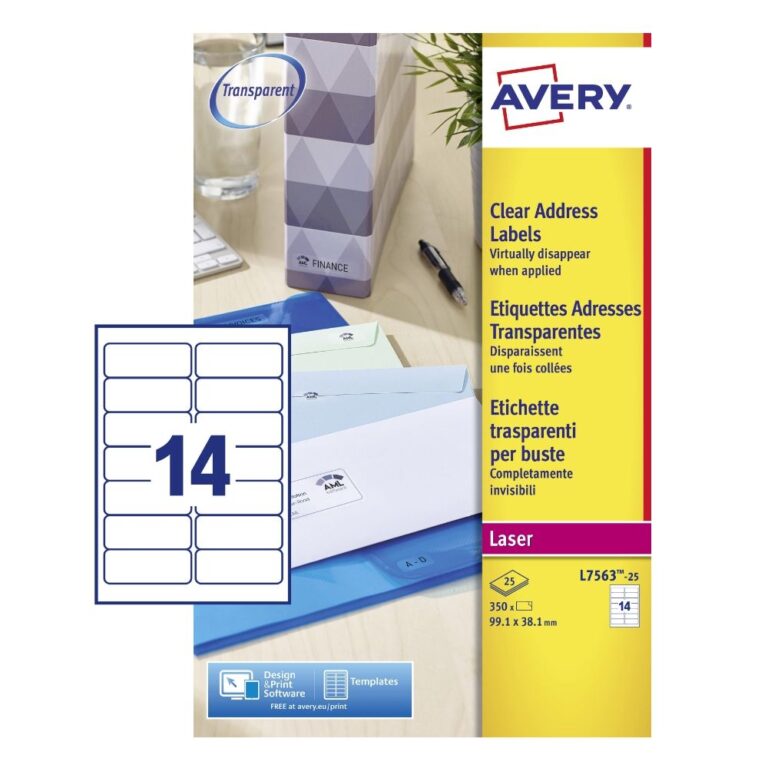 AVERY MINI LASER LABELS, L7651-100, 38X21MM WHITE, 65 LABELS PER SHEET, 100 SHEETS IN A PACK