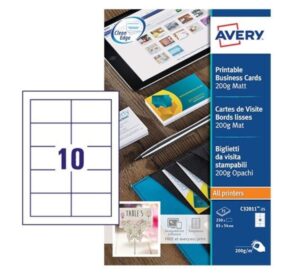 SUPERIOR BUSINESS CARDS C32011-10, 85 X 54 MM, MATT, 200GSM, 10 CARDS PER SHEET, 10 SHEETS IN A PACK