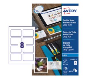 PREMIUM BUSINESS CARDS C32015-25, 85 X 54 MM, MATT, 260GSM, 8 CARDS PER SHEET, 25 SHEETS IN A PACK