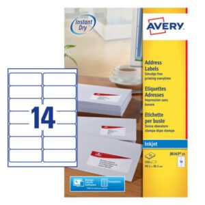ADDRESS LABELS FOR INKJET PRINTERS J8163-100, 99.1 X 38.1MM LABELS, WHITE, 14 LABELS PER SHEET, 100 SHEETS IN A PACK