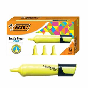 Bic Flat Highlighter Yellow (Pack of 12)