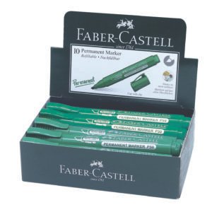 Faber-Castell Permanent Marker Chisel Box Of 10PC Green