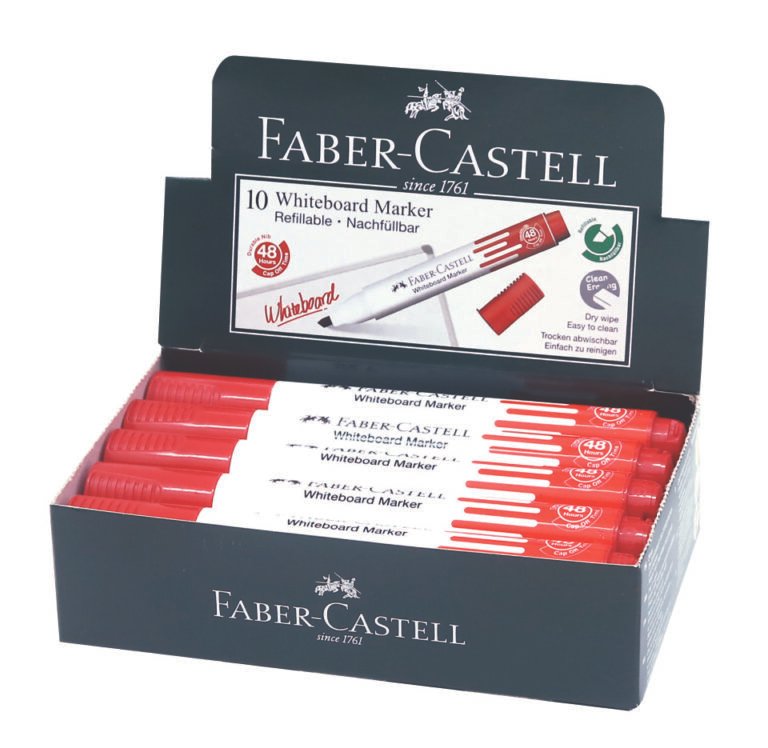 Faber-Castell Whiteboard Marker Chisel Box Of 10PC Red