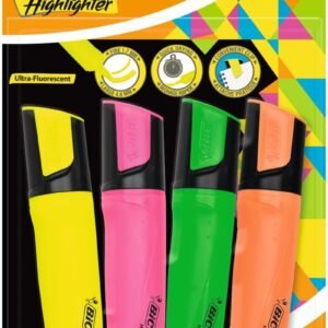 Bic Flat Highlighter Wallet (Pack of 4)