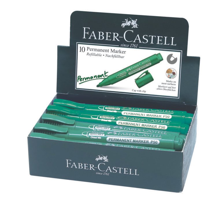 Faber-Castell PERMANENT MARKER BULLET BOX OF 10PC GREEN
