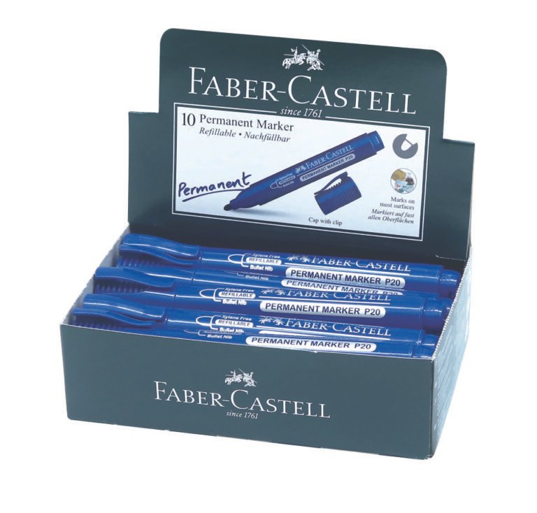 Faber-Castell Permanent Marker Bullet Box Of 10PC Blue