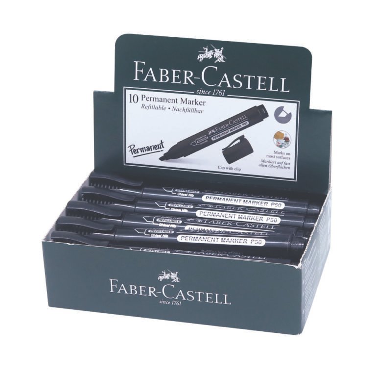 Faber-Castell Permanent Marker Chisel Box Of 10PC Black
