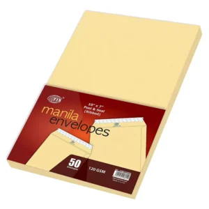 FIS Manila Envelopes Peel & Seal, Ribbed, Pack of 50 Pcs. 10 x 7 Inch, 120 GSM – FSME1233PR50