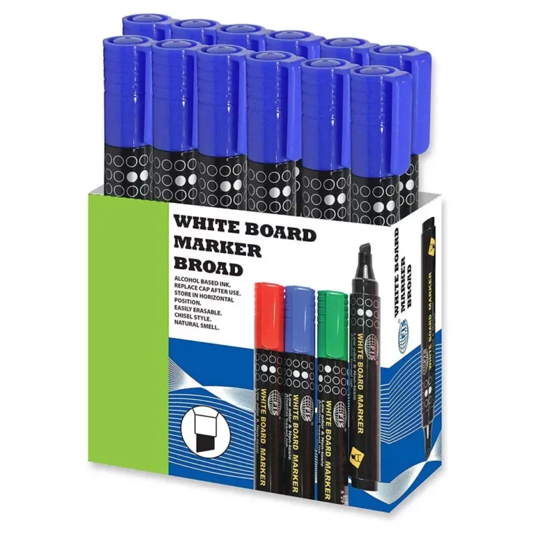 FIS FSMKWB04BL Whiteboard Markers, Broad, Blue, 12 pieces