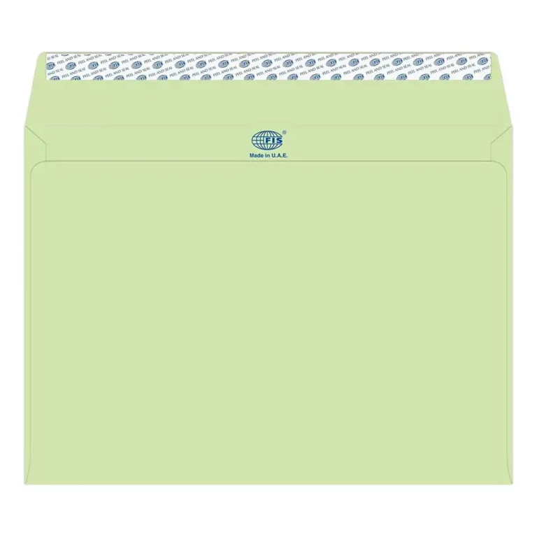 FIS FSEC8042PGR50 Colour Envelopes Peel & Seal, C4, 80 gsm, 50 pieces, Pastel Green