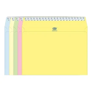 FIS Color Envelopes Peel & Seal, Pastel Colors, Pack of 50 Pcs. 5 Asst Color, C4 (229 x 324 mm), 80 GSM – FSEC8042P550