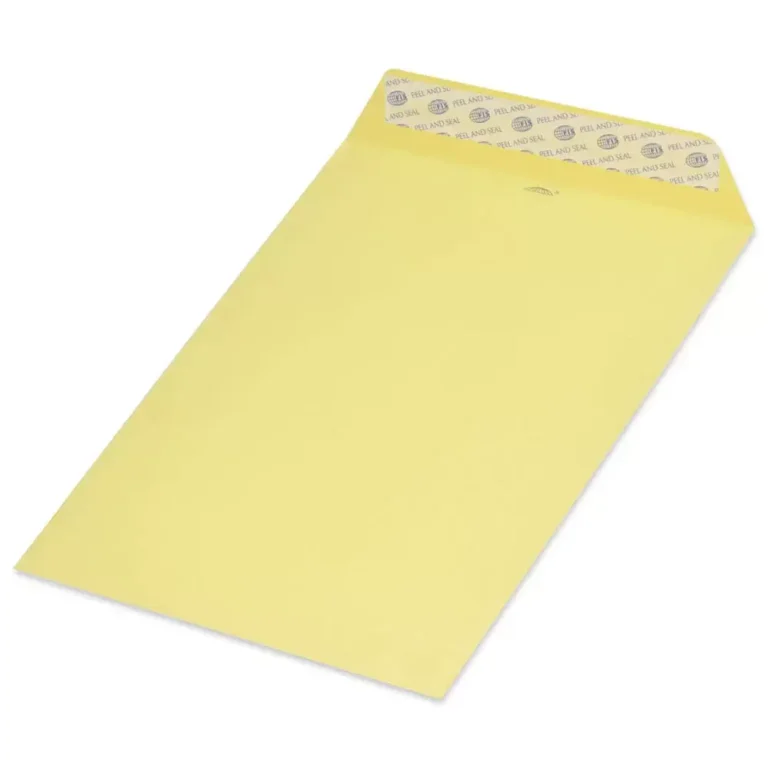 FIS Pack of 50 Pastel Color Envelopes, 80 GSM, Peel and Seal, Size C5(229 X 162mm) Color Yellow