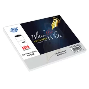 FIS Pack of 25 White Envelopes, 100 GSM, Glued, Size 164 X 234mm, Right Side Window, Inner Print Black, Color White