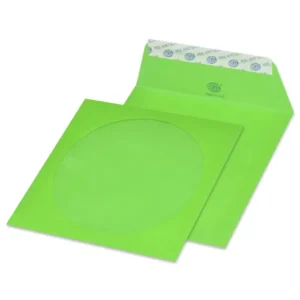 FIS Pack of 25 Color CD Envelopes, 80G P&S 125X125 mm, Round Window