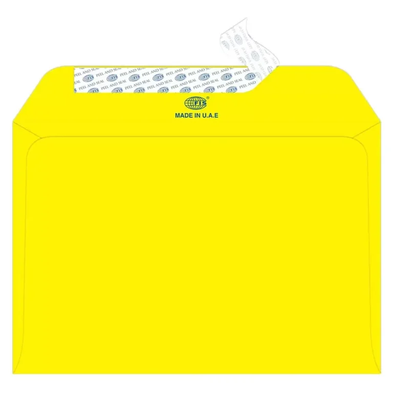 FIS FSEC8026PBLE50 Colour Envelopes Peel & Seal, C5, 80 gsm, 50 pieces, Bright Lemon
