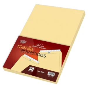 FIS Manila Envelopes Peel & Seal, Ribbed, Recycled, Pack of 50 Pcs. 10 x 7 Inch, 120 GSM – FSME1233PRR50
