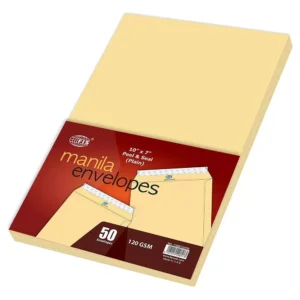 FIS Manila Envelopes Peel & Seal, Plain, Pack of 50 Pcs. 10 x 7 Inch, 120 GSM – FSME1233P50