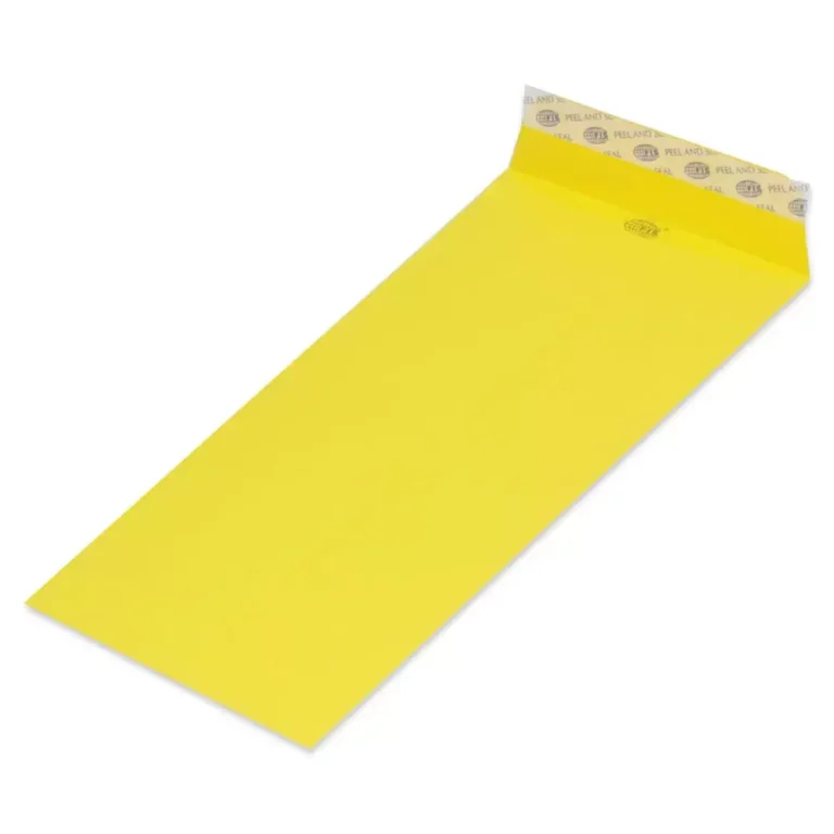 FIS Pack of 50 FIS Neon Color Envelopes, 80 GSM, Peel and Seal, Size 9 X 4 Inch, Color Lemon