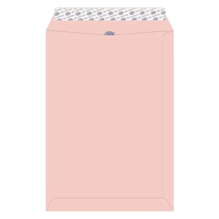 FIS FSEE1027PBPI50 Laid Paper Envelopes Peel & Seal, C4, 100 gsm, 50 pieces, Pink