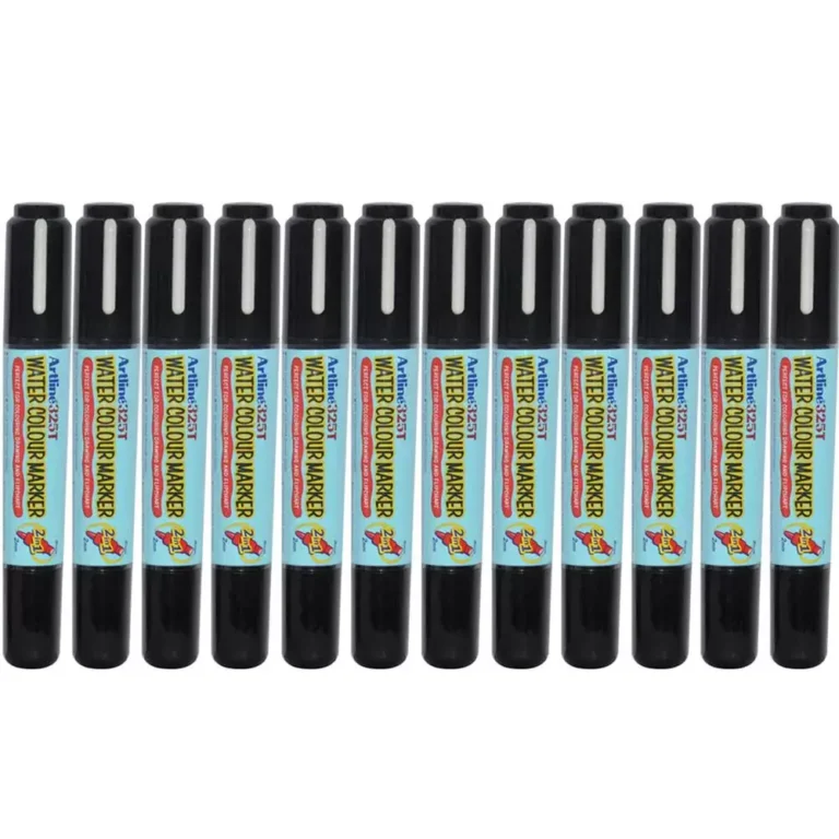 Artline 325T 2in1 Water Colour Markers 2.0mm-5.0mm, Pack of 12 Pcs, Black Color, Acrylic Fibre Tip – ARMK325BK