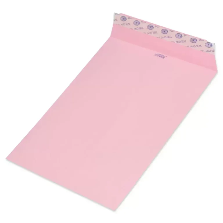 FIS Pack of 50 Pastel Color Envelopes, 80 GSM, Peel and Seal, Size 7.5 X 5 Inch, Color Pink
