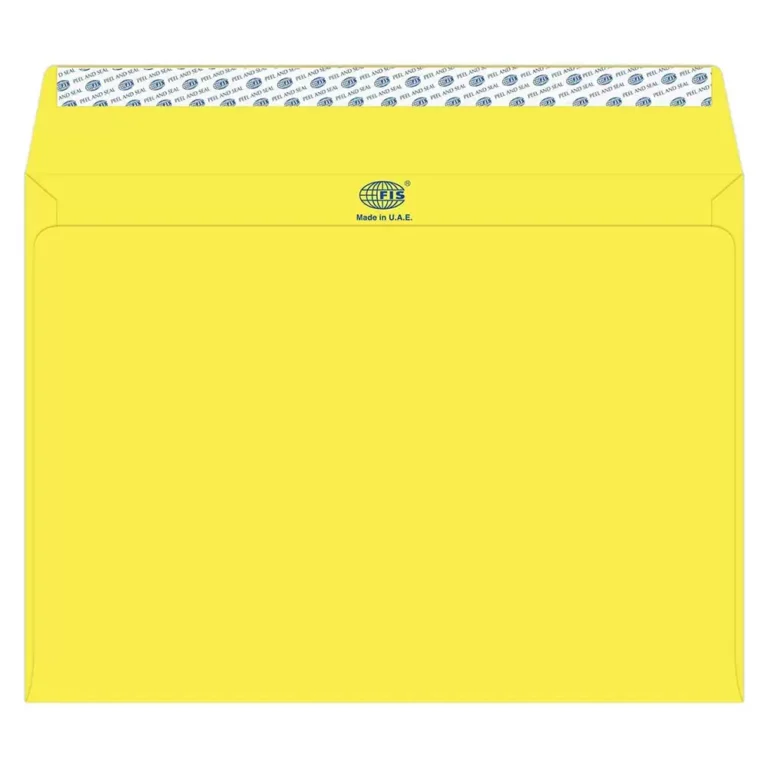 FIS FSEC8042PBLE50 Colour Envelopes Peel & Seal, C4, 80 gsm, 50 pieces, Neon Lemon