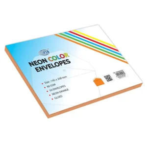 FIS Color Envelopes, Glued, Neon Orange Colors, Pack of 50 Pcs. 145 x 200 mm, 80 GSM – FSEC8025GOR50