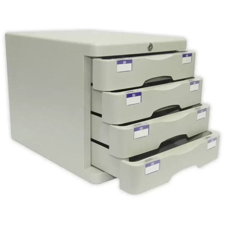 FIS FSOTUS-21AK File Cabinet Plastic With key, 4 Drawers, Grey