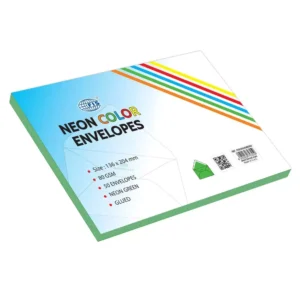 FIS Color Envelopes, Glued, Neon Green Colors, Pack of 50 Pcs. 136 x 204 mm, 80 GSM – FSEC8024GBGR50