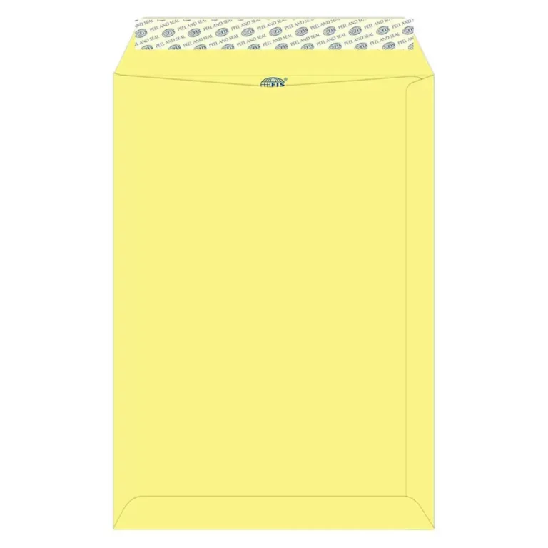 FIS FSEC8027PY50 Colour Envelopes Peel & Seal, C4, 80 gsm, 50 pieces, Pastel Yellow