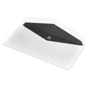 FIS Pack of 25 White Envelopes, 100 GSM, Size 4 X 9 Inch, Glued, Window Black Inner Print, Color White
