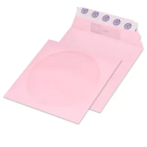 FIS Pack of 25 Color Envelopes, 80 GSM, Peel & Seal, Size 125 X 125mm, Window Security Cut