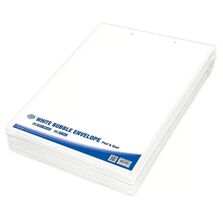 FIS FSAEW300445 White Bubble Envelopes, 300 × 445 mm, Pack of 12