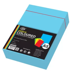 FIS Premium Color Photocopy Paper, 500 Sheets, 80 gsm, Premium Blue Color, A5 Size – FSPWA5PBL