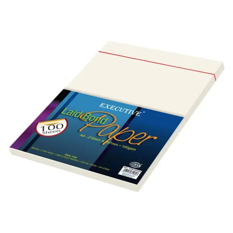 FIS FSPA100CWH A4 Laid Bond Paper, 100gsm, 100 Sheets, Camelle White