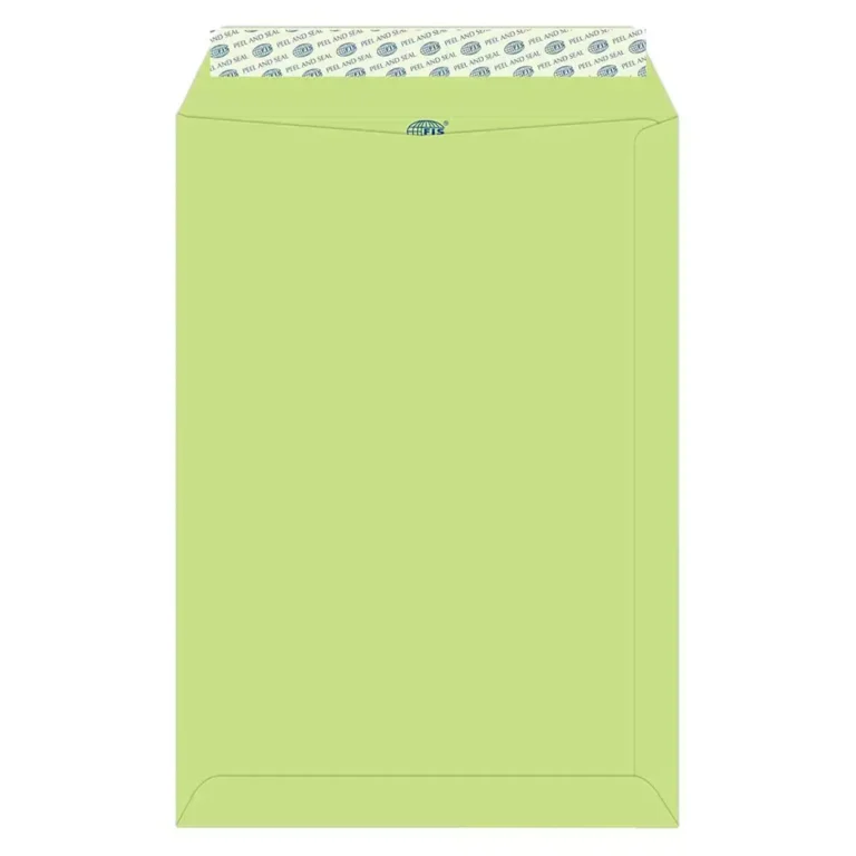 FIS FSEE1027PBGR50 Laid Paper Envelopes Peel & Seal, C4, 100 gsm, 50 pieces, Green
