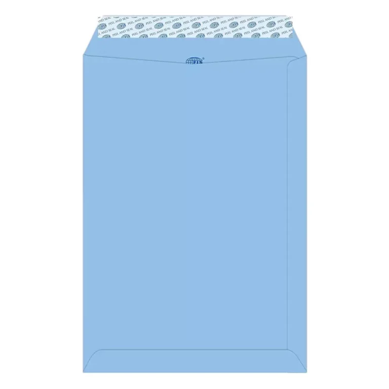 FIS FSEE1027PBBL50 Laid Paper Envelopes Peel & Seal, C4, 100 gsm, 50 pieces, Blue