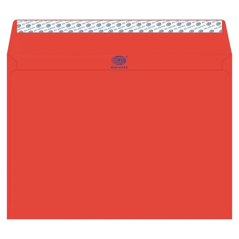 FIS FSEC8042PBRE50 Colour Envelopes Peel & Seal, C4, 80 gsm, 50 pieces, Neon Red