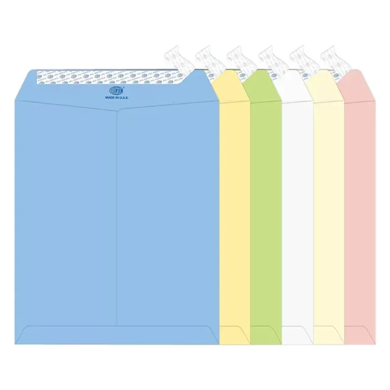 FIS FSEE1034PB660 Laid Paper Envelopes Peel & Seal, 12 × 10 Inch, 100 gsm, 60 pieces, Assorted Colors