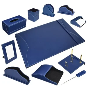11-Piece FIS Executive Desk Set Italian PU, Blue – FSDS183BL