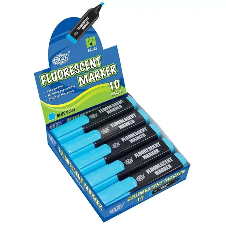 FIS FSFL05BL Fluorescent Markers, Blue, 10 pieces