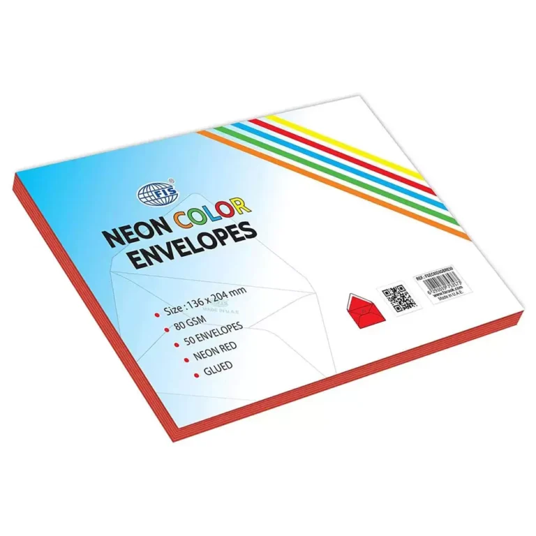 FIS FSEC8024GBRE50 Colour Envelopes Glued, 136 × 204 mm, 80 gsm, 50 pieces, Neon Red