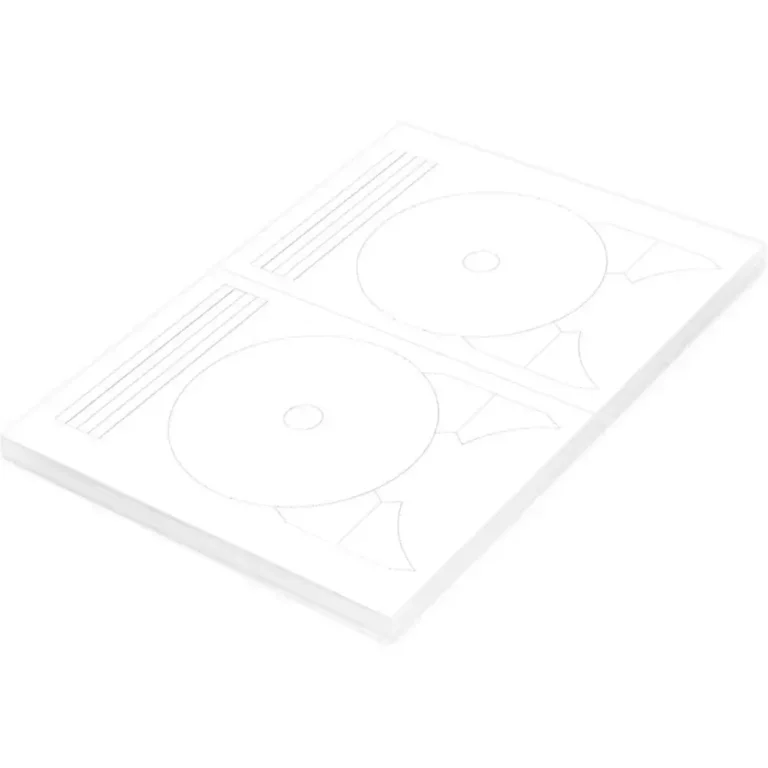 FIS FSLA2-3-100 A4 White Laser Labels, 117.5 mm diameter, 2/Sheet, 100 Sheets