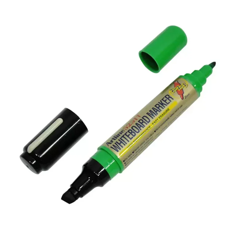 Artline 525T 2in1 Whiteboard Markers 2.0mm-5.0mm, Pack of 12 Pcs, Black/Green Colors, Polyester Fibre Tip – ARMK525TBKGR
