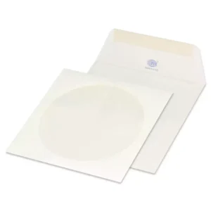 FIS Pack of 25 Executive Laid Paper Envelopes, 100 GSM, Size 125 X 125mm, Glued Window Cut, Colour Camelle White