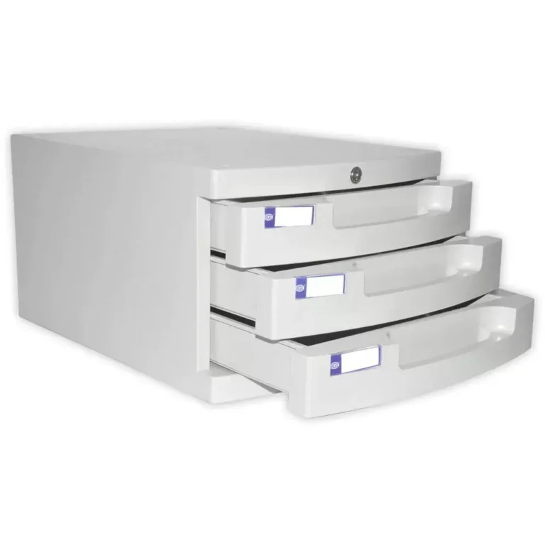 FIS FSOTUS-32K File Cabinet Plastic with key, 3 Drawers, Grey